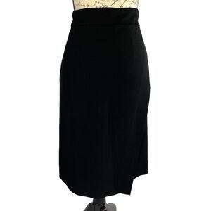 NWT Premise Studio Womens Black Faux Wrap Career Skirt